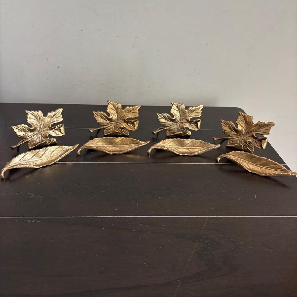 Pottery Barn | FALLING LEAF | Brass Placecard Holders | Nameplates | Set of 8